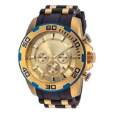 Relógio Invicta Pro Diver 22345 Calendário Cronógrafo Cor Da Correia Preto Cor Do Bisel Dourado Cor Do Fundo Dourado