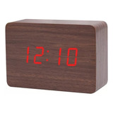 Relógio Led Mesa Despertador Cabeceira De Madeira Alarme