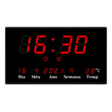 Relógio Led Parede Digital 16x25 Temperatura Academia Casa