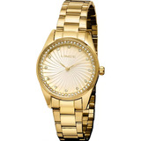 Relógio Lince Feminino Dourado Com Cristais