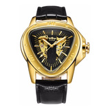 Relógio Luxo Winner Triangulo Automático Dourado