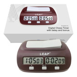 Relógio Marron De Xadrez Digital Leap
