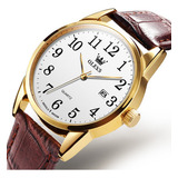 Relógio Masculino Casual Olevs Dourado Pulseira