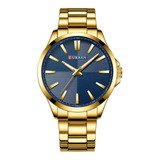 Relógio Masculino Curren Analógico 8322 - Dourado E Azul