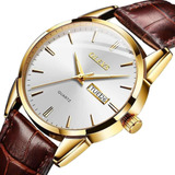 Relógio Masculino De Luxo Dourado Olevs