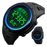 Relógio Masculino De Pulso Skmei Digital A Prova Dágua Top Cor Da Correia Preto Cor Do Bisel Azul Skm-1251 Cor Do Fundo Preto