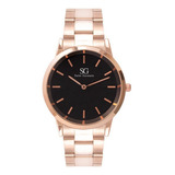 Relogio Masculino Dourado Belmont Black Rosé Gold 40mm Cor Do Fundo Preto