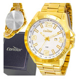 Relógio Masculino Dourado Condor Ouro 18k + Carteira Brinde