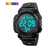 Relogio Masculino Esportivo Natação Corrida Skmei 1258 Preto Cor Da Correia Preta Cor Do Bisel Branco Cor Do Fundo Cinza-claro