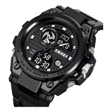 Relógio Masculino Skmei 2031 A Prova D'água Militar Shock Cor Da Correia Preto Cor Do Bisel Preto Cor Do Fundo Preto
