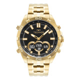 Relógio Masculino Technos Digiana Dourado Cor Do Fundo Preto