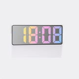 Relógio Mesa Espelhado Led Colorido Digital Despertador 