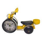 Relógio Mesa Moto Amarela Antiga Decoração Presente Premium