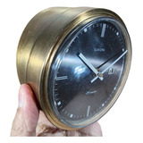 Relogio Mesa Não Funciona Aço Inox Dourado Pilha Alemão Raro