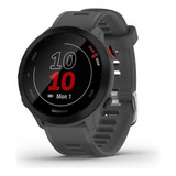 Relógio Monitor Cardíaco Com Gps Garmin Forerunner 55 Caixa Cinza Pulseira Cinza Bisel Preto
