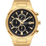 Relógio Orient Masculino Dourado A Prova D'água Cronógrafo Cor Do Fundo Preto