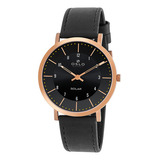 Relógio Oslo Masculino Slim Omrscsvs0001 P2px Pulseira Couro Cor Da Correia Preto Cor Do Bisel Rose Cor Do Fundo Preto