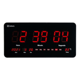 Relógio Parede Digital Led Calendário Termômetro Herweg 6464