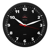Relógio Parede Redondo Clássico Preto Analógico
