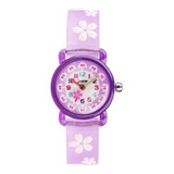Relógio Quartzo Impermeável Infantil Sakura Roxo