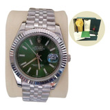 Relógio Rolex Cristal Safira Datejust Verde Base Eta 3035