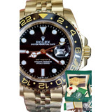 Relógio Rolex Gmt Master Preto Dourado