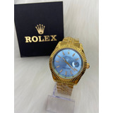 Relogio Rolex Masculino Datejust Dourado Com