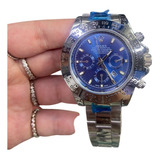 Relógio Rolex Masculino Daytona Prata Com Azul