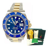 Relógio Rolex Submariner Misto Azul Com Caixa Original