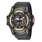 Relógio Smael Dual Time A Prova D´agua Multi Função Preto