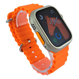 Relogio Smartwatch Hw8 Ultra Max 49mm Cor Da Pulseira Laranja Ocean Cor Da Caixa Titânio
