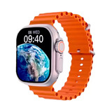 Relógio Smartwatch Ultra 9 Microwear Com Gps E Bússola Cor Da Caixa Titânio Cor Da Pulseira Laranja Desenho Da Pulseira Ocean