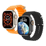 Relogio Smartwatch Ultra Serie 8 45mm Inteligente Unissex Cor Da Caixa Branco Cor Da Pulseira Preto Cor Do Bisel Prateado Desenho Da Pulseira Liso