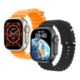 Relogio Smartwatch Ultra Serie 8 45mm Inteligente Unissex Cor Da Caixa Branco Cor Da Pulseira Preto Cor Do Bisel Prateado Desenho Da Pulseira Liso
