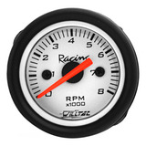 Relógio Tacômetro Conta Giros 8000 Rpm 52mm Willtec Branco
