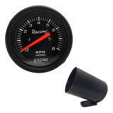 Relógio Tacômetro Conta Giros 8000 Rpm 52mm Willtec Preto -