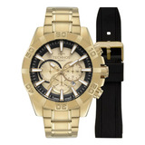 Relógio Technos Legacy Masculino Js26aet/t1d Troca Pulseira Correia Dourado Bisel Dourado Fundo Dourado