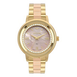 Relógio Technos Trend Feminino Bicolor 2036mky/5j Cor Da Correia Misto Cor Do Bisel Dourado Cor Do Fundo Madrepérola