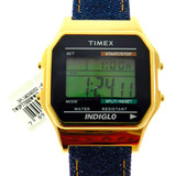 Relógio Timex Feminino Digital De Couro Tw2p76800ww/n Retro Cor Da Correia Prateado Cor Do Bisel Prateado