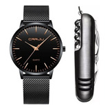 Relógio Ultra Fino Masculino Luxo Preto