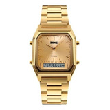 Relógio Unissex Skmei 1220 Anadigi Dourado