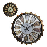 Relógio Vintage Madeira Industrial Escritório 30cm