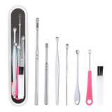 Removedor Cera De Ouvido Kit 7 Peças Aço Inox Limpeza 