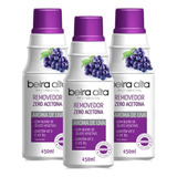 Removedor De Esmalte 450ml Beira Alta Zero Acetona Uva 3 Un