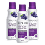 Removedor De Esmalte 90ml Beira Alta Zero Acetona Uva - 3 Un