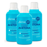 Removedor De Esmalte Com Acetona Farmax 100ml - Kit 03 Unids