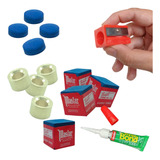 Reparo Kit Com 4 Sola 4 Virola 4 Giz Master Cola Apontador