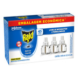 Repelente Elétrico Líquido Raid 45 Noites Refil 3un 32,9ml