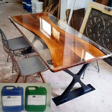 Resina Epoxi Cristal Média: Mesa Madeira River Table 7,25 Kg