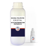 Resina Poliéster Cristal 1kg Proteção Uv C/ Catalizador 